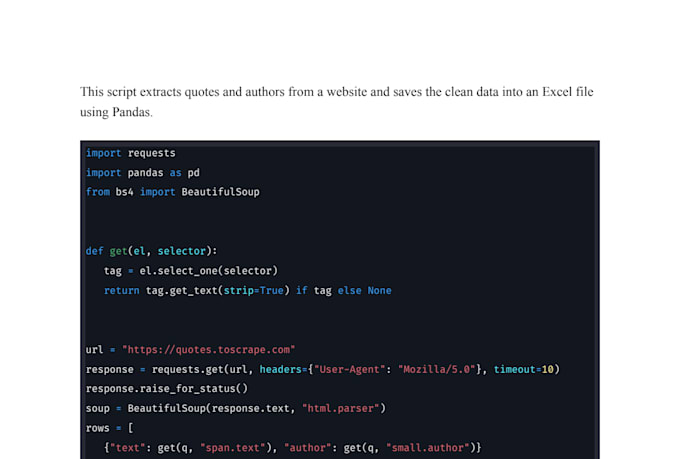 write a python script to scrape website data into excel